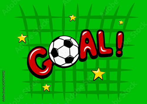 Wallpaper Mural Soccer ball. Comic text speech bubble balloon. Pop art style. Comics book font sound phrase template. Green background. Vector illustration Torontodigital.ca