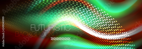 Fluid colors mixing glowing neon wave background, holographic texture