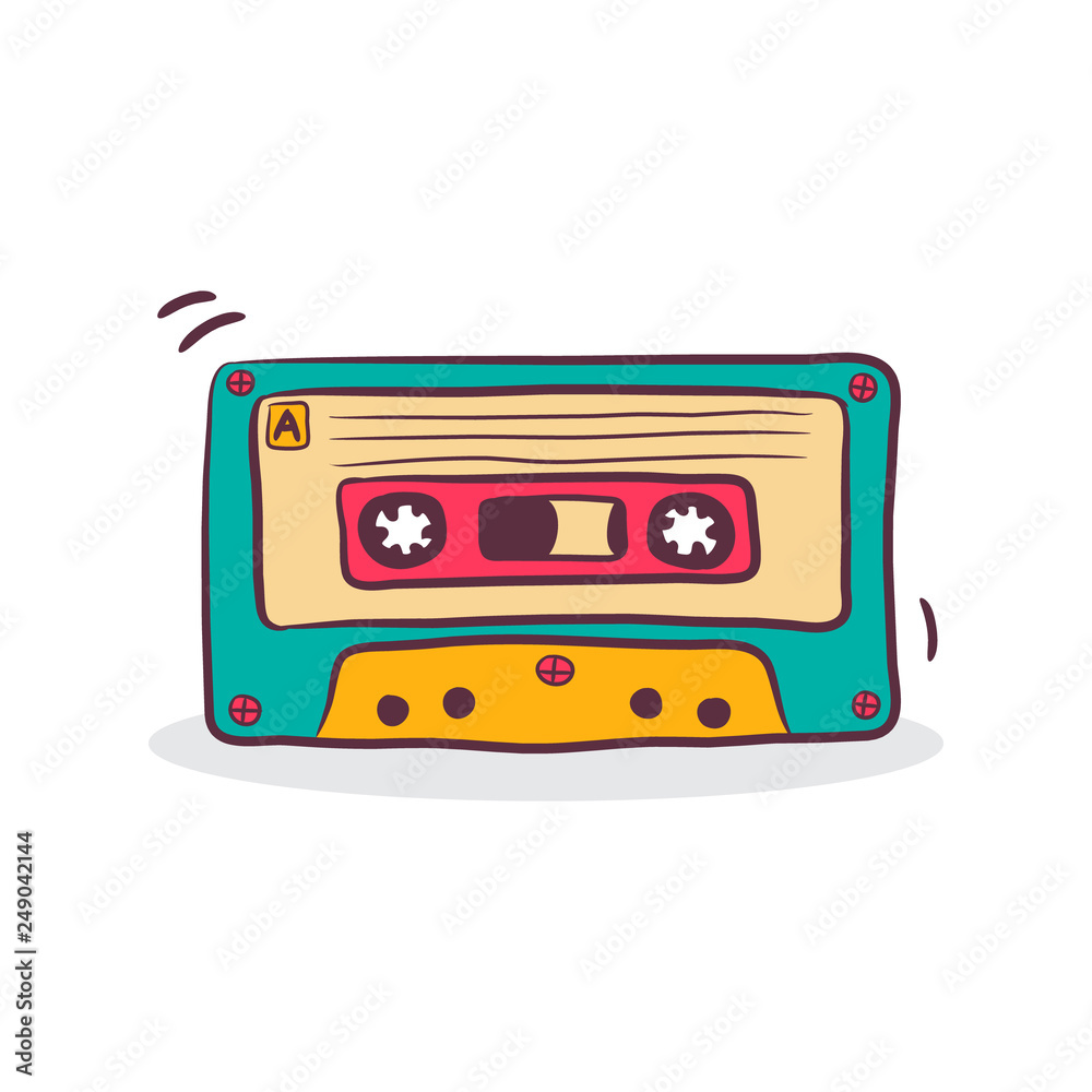 cassette doodle vector, vintage object