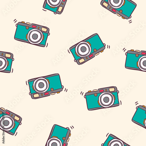 doodle pattern vintage camera, vector