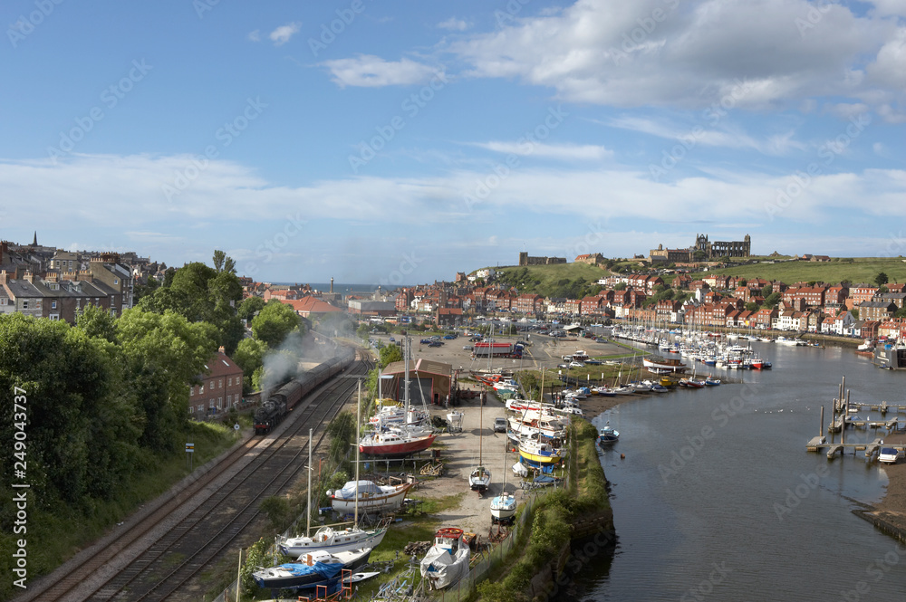 WHITBY FISHING VILLAGE, NORTH YORKSHIRE, ENGLAND