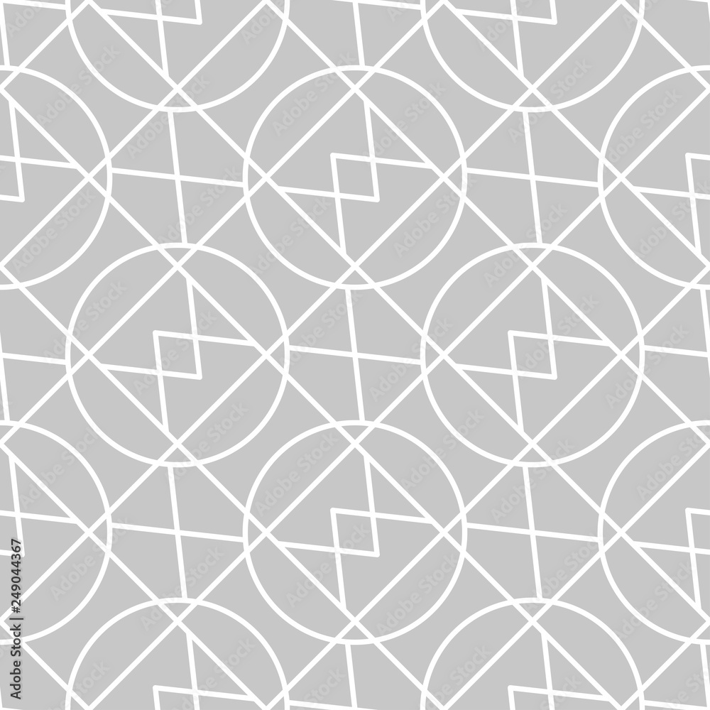  Geometric print. White pattern on gray seamless background