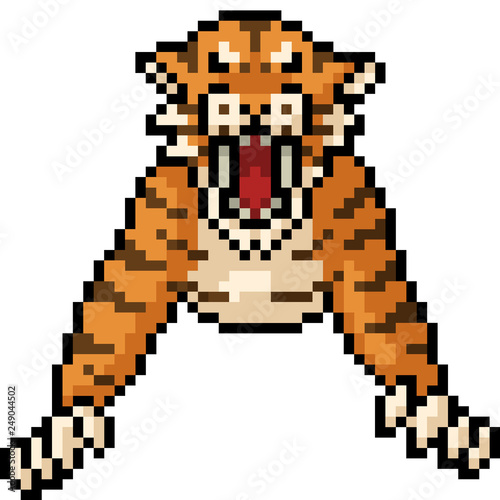 vector pixel art wild tiger