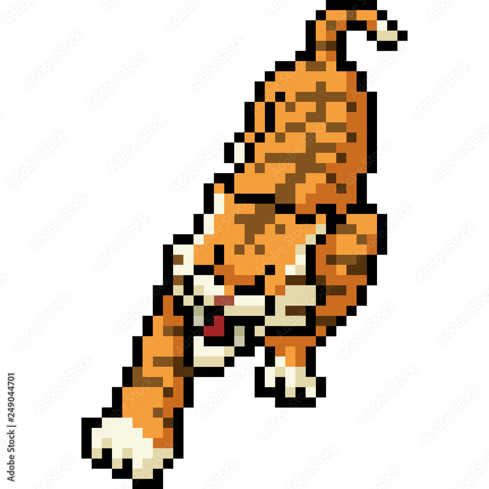 vector pixel art wild tiger