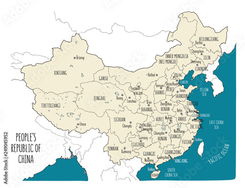 Vector map of the People's Republic of China.
