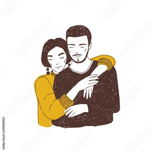 620+ Drawing Of Boyfriend Girlfriend Love Hugging Stock