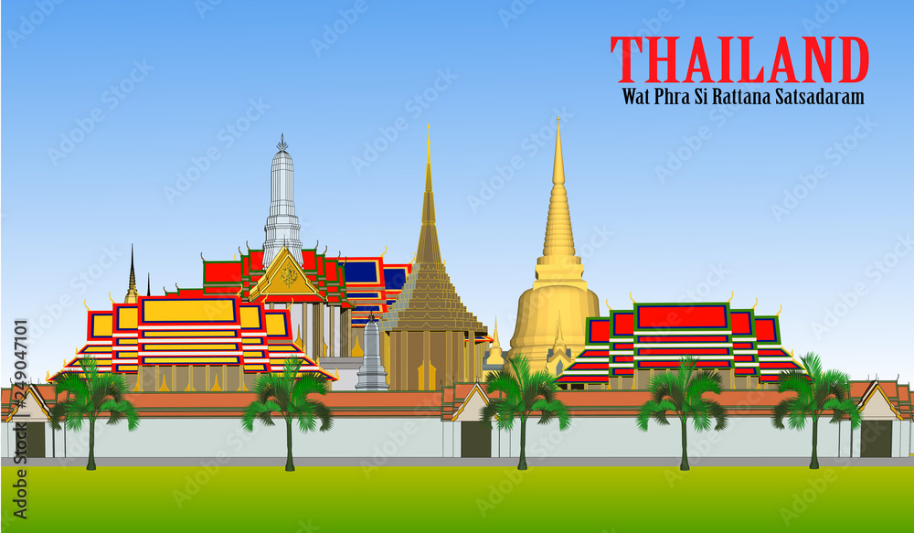 Naklejka premium Vector Phra Kaew Temple