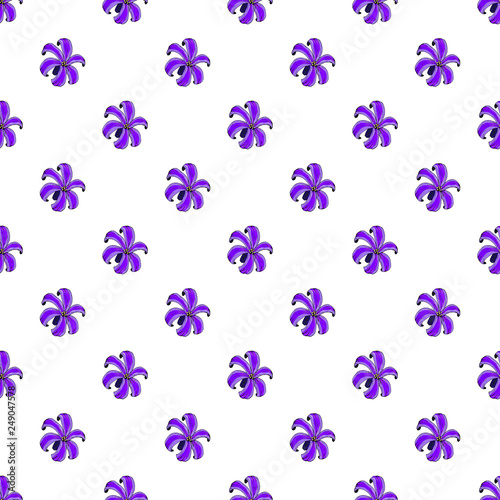 Seamless pattern background with purple flowers. Seamless gentle floral pattern in the style of watercolor flowers.