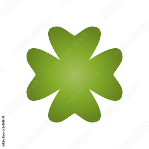 Shamrock - green gradient four leaf clover icon. Good luck theme design element. Simple geometrical shape vector illustration