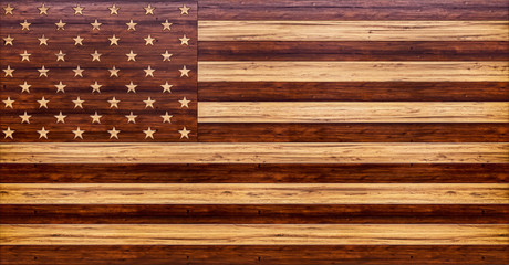 cool modern background, isolated USA flag made out of different types of colored wooden planks, United States of America, patriotism, 3d render, illustration