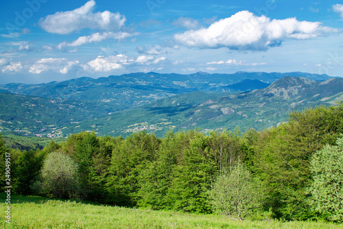 landscape of italian apennines in the north of Italy in summer