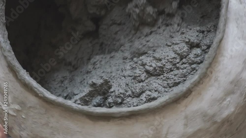 Detail of a concrete mixer working