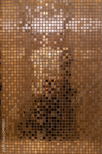 High resolution golden mirror mosaic in random pattern / mosaic / square pattern / seamless pattern