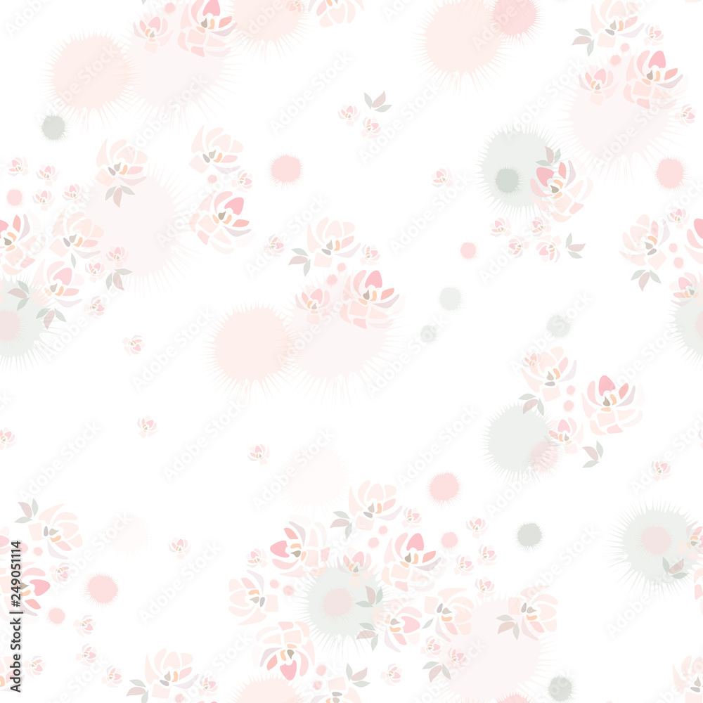Vector seamless pattern. Hand drawn pink roses flowers on white background like watercolor painting. Template for textile, wallpaper, wrapping, cover, web, card, carton, print, banner, ceramics.