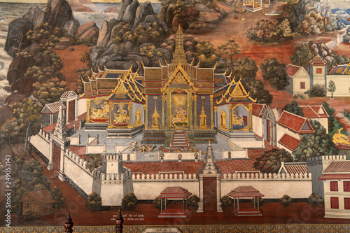 White castle in Wat Phra Kaew murals