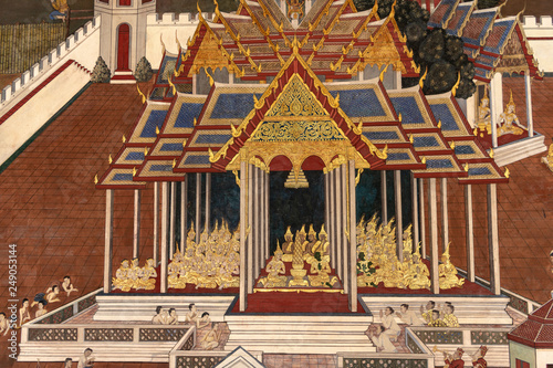 White pagoda in Wat Phra Kaew murals