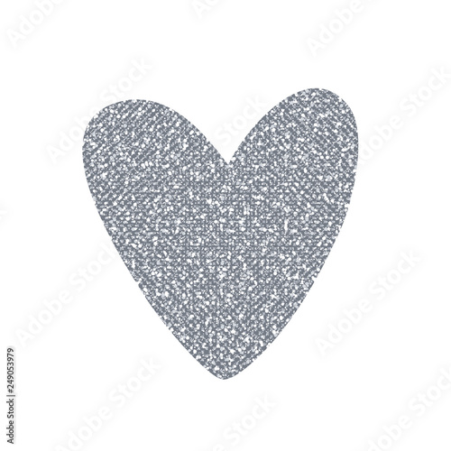 Silver Glitter Heart Pattern. Vector Shape.