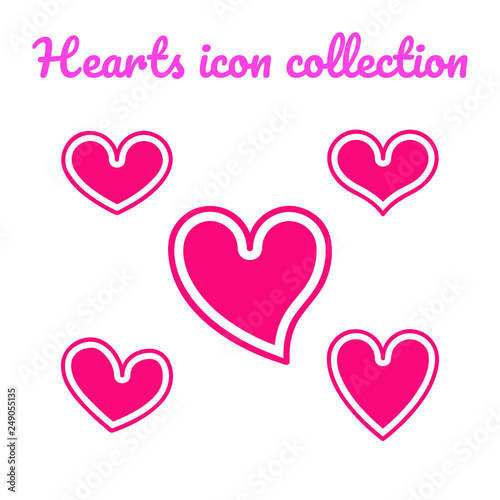 Romantico cuore segno collezione design vettoriale amore set illustrazione poster vintage invito risorsa festa icona rosso colorato logotipo emblema