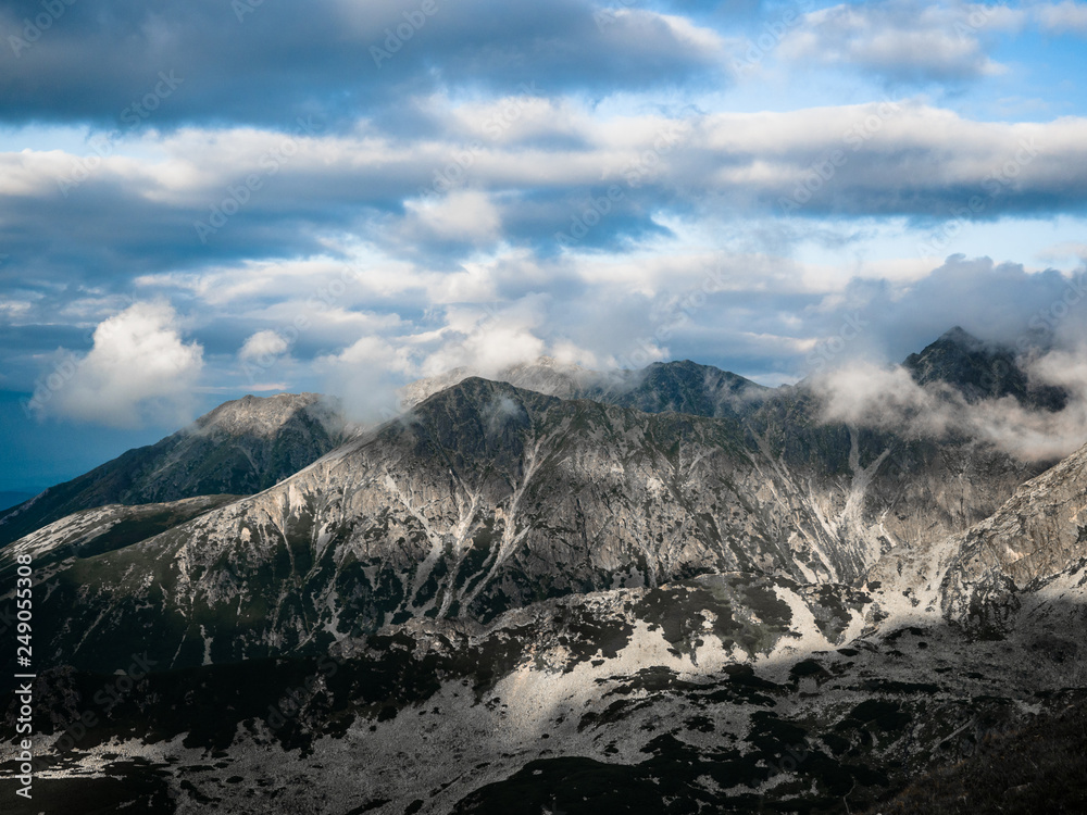 Tatra Mountain part of Carpathian mountain chain in eastern Europe create natural border between Slovakia, Poland. Both protected as national parkland popular destination for winter, summer sports. Tatra Mountain part of Carpathian mountain chain in eastern Europe create natural border between Slovakia, Poland. Both protected as national parkland popular destination for winter, summer sports.