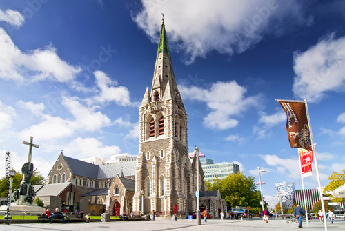 Fototapeta Christ Church Cathedral, a deconsecrated Anglican cathedral in the city of Christchurch, South Island, New Zealand