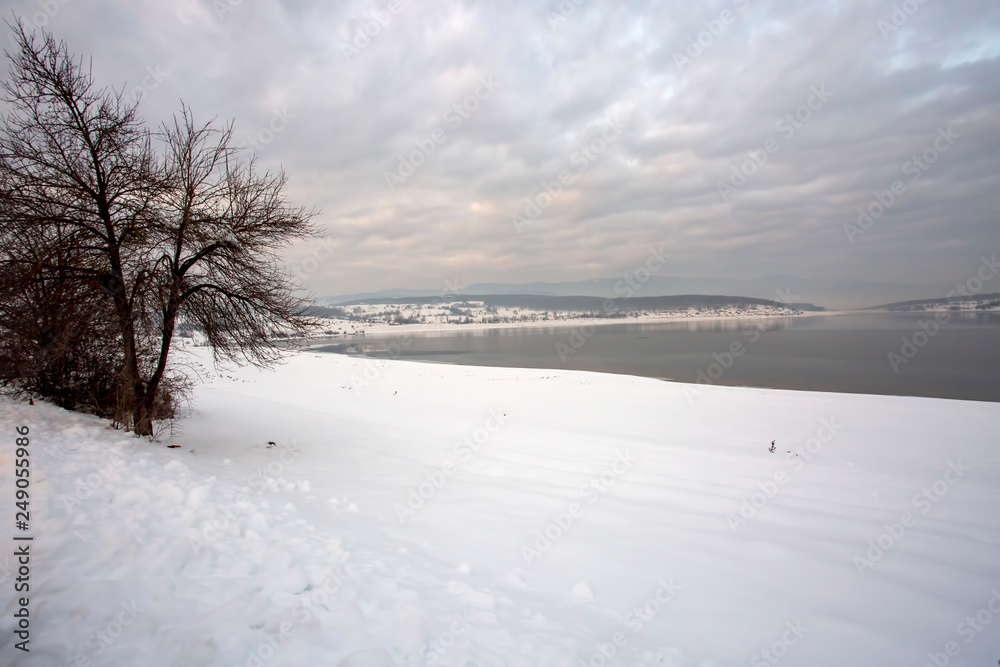 Golkoy / Bolu / Turkey, winter snow landscape. Travel concept photo.