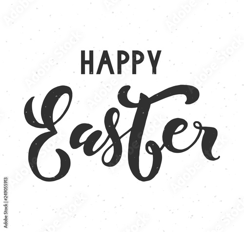 Happy Easter lettering on white background. Beautiful vector illustration for greeting card/poster.