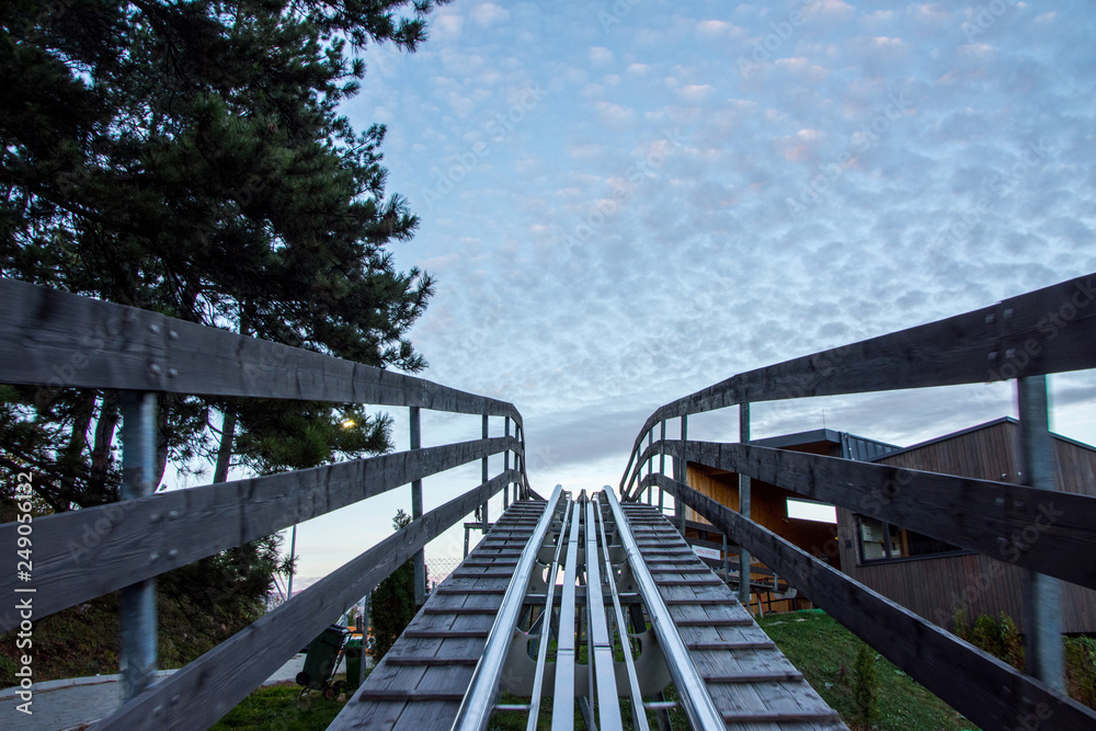 The alpine coaster  on the mountain Trebevic