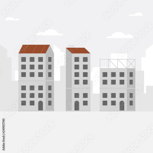 Construction background with unfinished building. Construction site illustration, building a house - Vector illustration