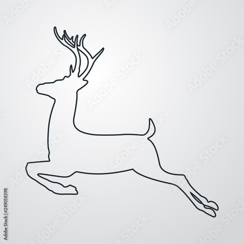 Icono plano lineal silueta de ciervo en fondo gris