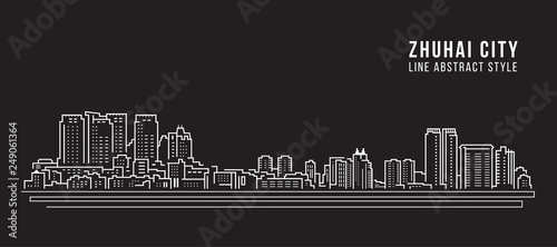 Cityscape Building Line art Vector Illustration design - zhuhai city