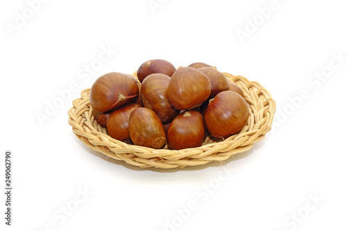 Chestnuts : Roasted chestnuts isolated on white background.