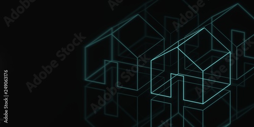 House hologram banner dark geometry