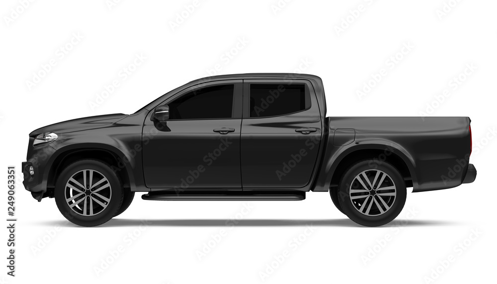 Black Pickup Truck Isolated