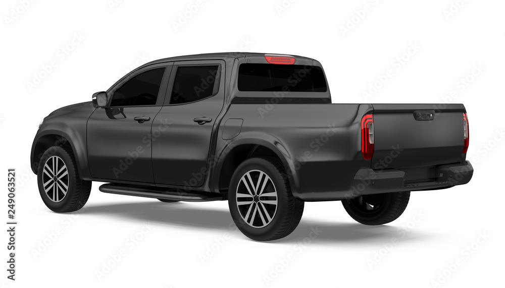 Black Pickup Truck Isolated
