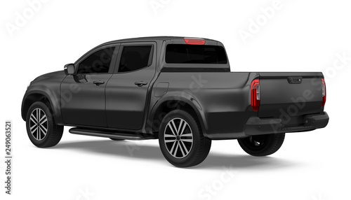 Black Pickup Truck Isolated