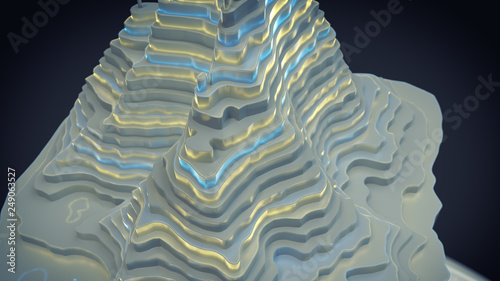 Low poly topographic map 3D...
