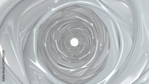 White glossy tunnel 3D render illustration