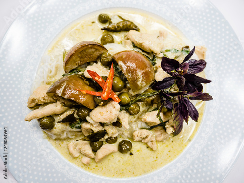 Thai style cuisine Green Curry with Chicken Authentic - Gang Kiew Wan Gai.