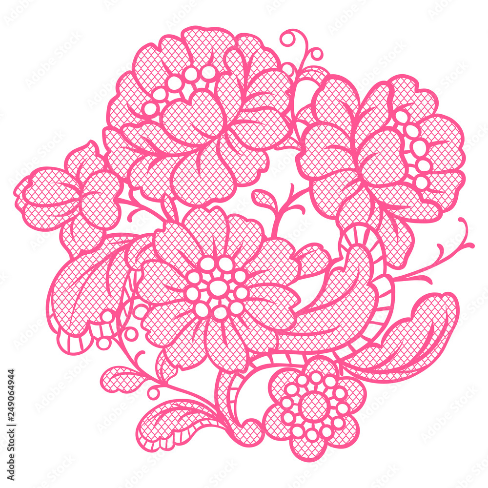Obraz premium Lace ornamental decoration with flowers.