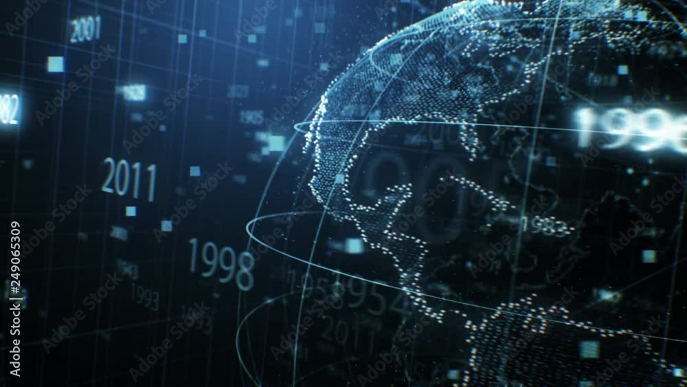 Close-up 3d Animation of Turning Earth Hologram with Numbers and Dots Seamless. Looped 3d Animation with DOF Blur. Futuristic Business and Technology Concept 4k UHD 3840x2160 Close-up 3d Animation of Turning Earth Hologram with Numbers and Dots Seamless. Looped 3d Animation with DOF Blur. Futuristic Business and Technology Concept 4k UHD 3840x2160