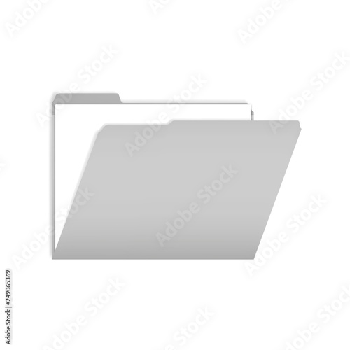 Open tabbed file folder with document inside, realistic vector mockup
