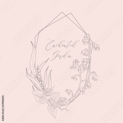 Vector Floristic Feminine Brand Logo Template Frame.