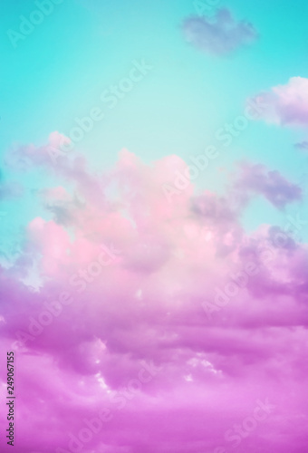 Creative background, pink, vanilla clouds. Fabulous magical sky.