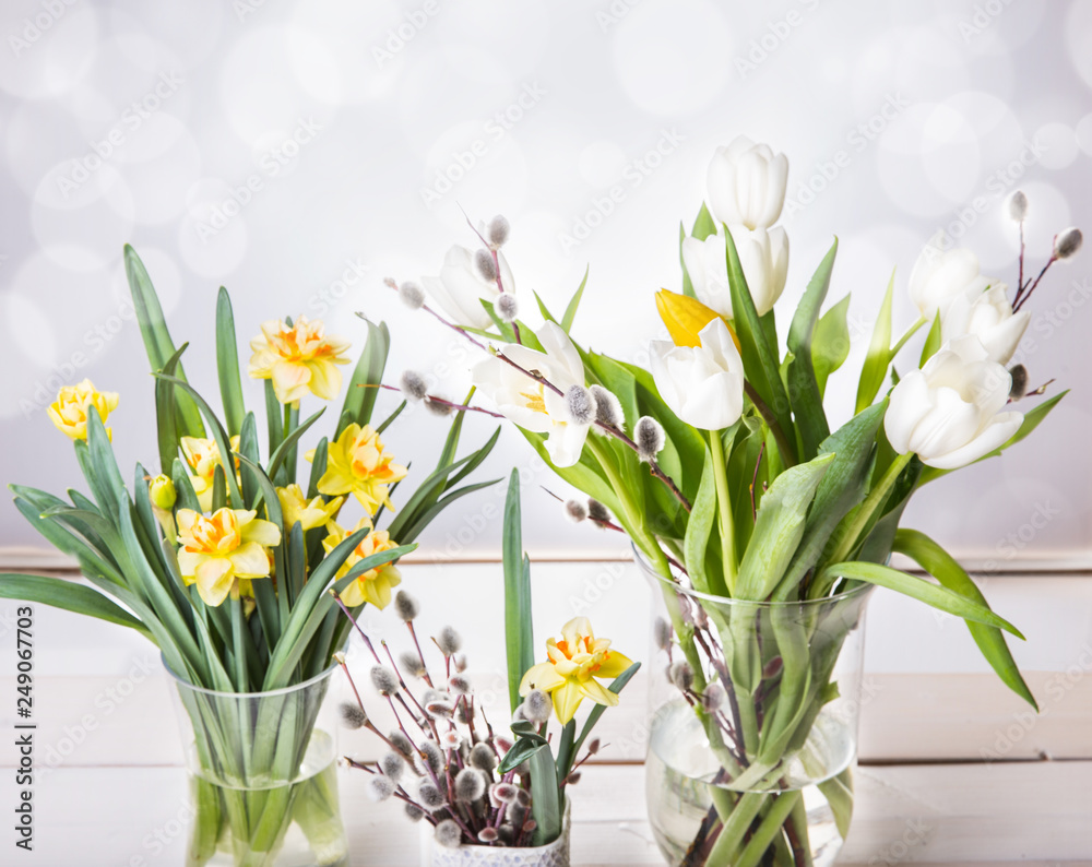 white tulips isolated on white with clipping path