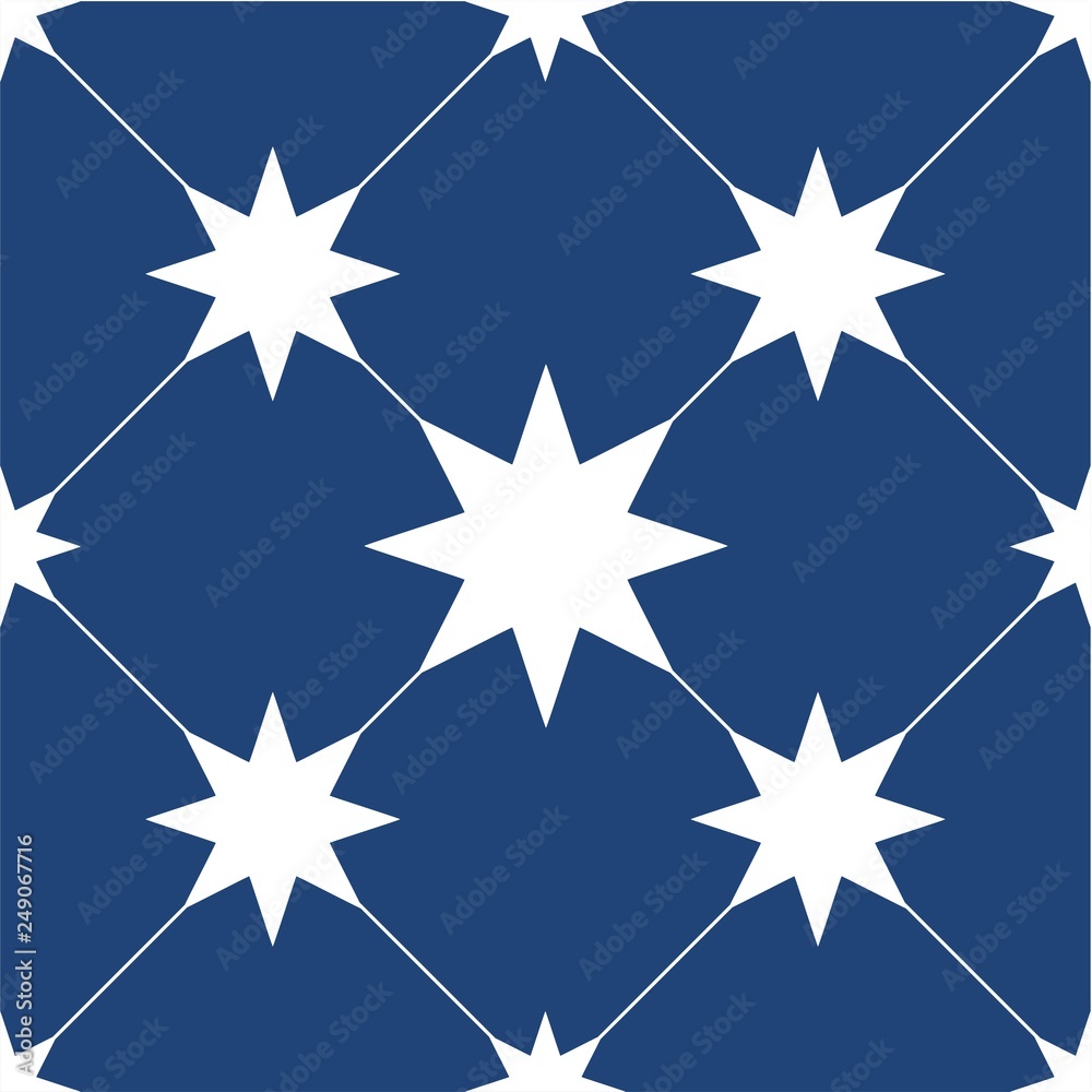 Obraz premium Blue Portuguese tiles pattern - Azulejos vector, fashion interior design tiles 