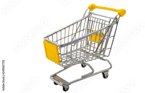 small trolley from the supermarket on a white background