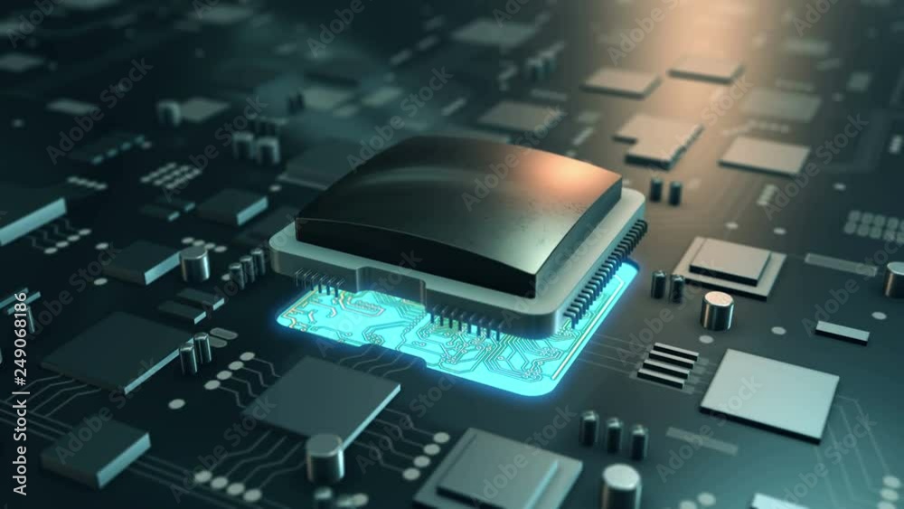 Data transfer integrated microchip. 4K UHD animation video.