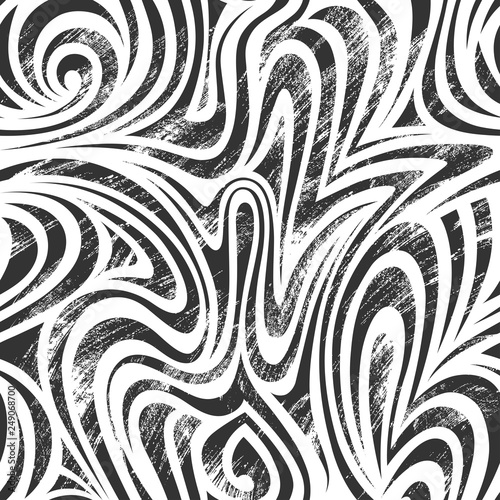 PrintAbstract seamless pattern with linear waves. Grunge style. Black and white background. Can be used as swatch for illustrator. 