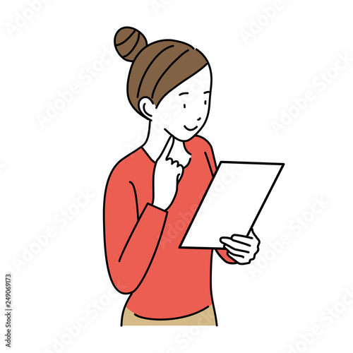 書類をもつ 若い女性 仕草 イラスト ポーズ Stock ベクター Adobe Stock