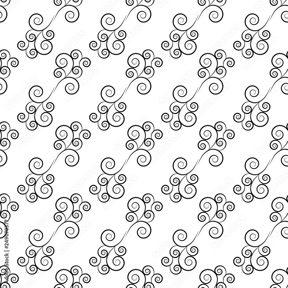 Black abstract twig seamless pattern. Fashion graphic background design. Modern stylish abstract texture. Monochrome template for prints, textiles, wrapping, wallpaper, website. Vector illustration.